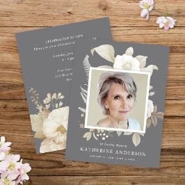 Elegant  Floral Memorial Foto aankondiging