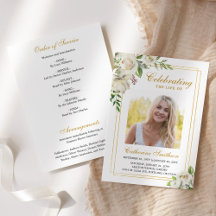 Elegant Floral Memorial Funeral Order of Service