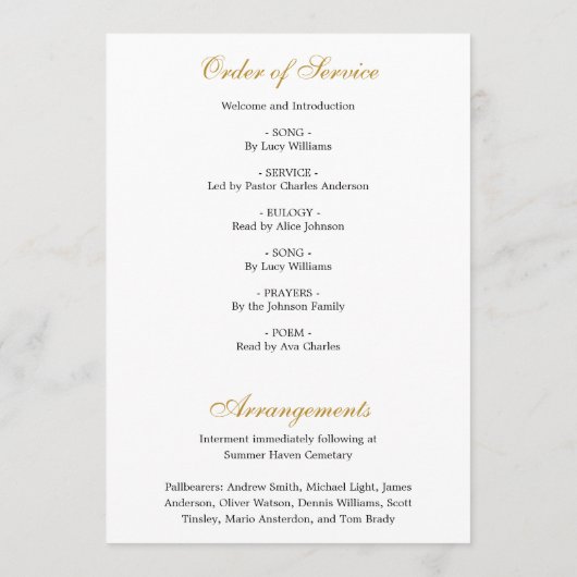Elegant Floral Memorial Funeral Order of Service Programmakaart (Achterkant)