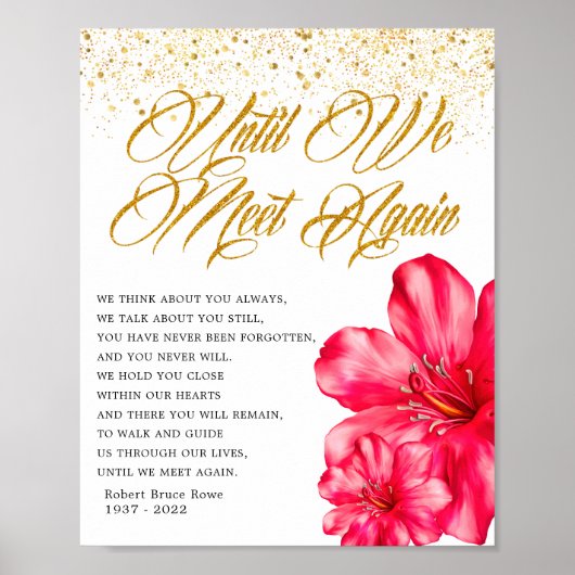 Elegant Floral Memorial Funeral Poem Sign Poster (Voorkant)