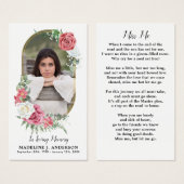 Elegant Floral Memorial Prayer Kaart Foto Funeral (Voorkant /achterkant)