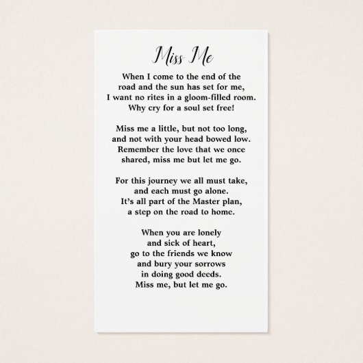 Elegant Floral Memorial Prayer Kaart Foto Funeral (Achterkant)