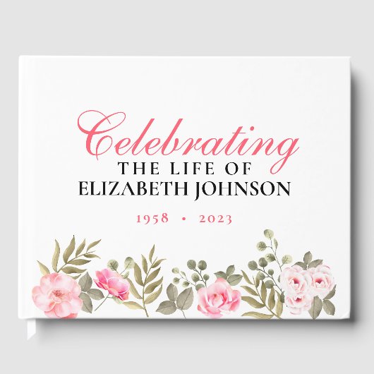 Elegant Floral Memorial Viering van het leven Gastenboek (Voorkant)