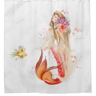 *~* Elegant Floral Mermaid Fish Prachtig Eenvoudig Douchegordijn
