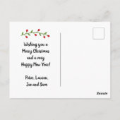 Elegant Floral Merry kerstfoto Names Red Briefkaart (Achterkant)