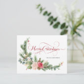 Elegant Floral Merry Kerstkalligrafie Feestdagenkaart (Staand voorkant)