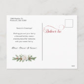 Elegant Floral Merry Kerstkalligrafie Feestdagenkaart (Achterkant)