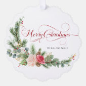 Elegant Floral Merry Kerstkalligrafie Ornament Kaart (Voorkant)