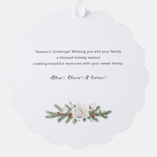 Elegant Floral Merry Kerstkalligrafie Ornament Kaart (Achterkant)