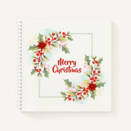 Elegant Floral Merry Kerstmis | Laptop Notitieboek