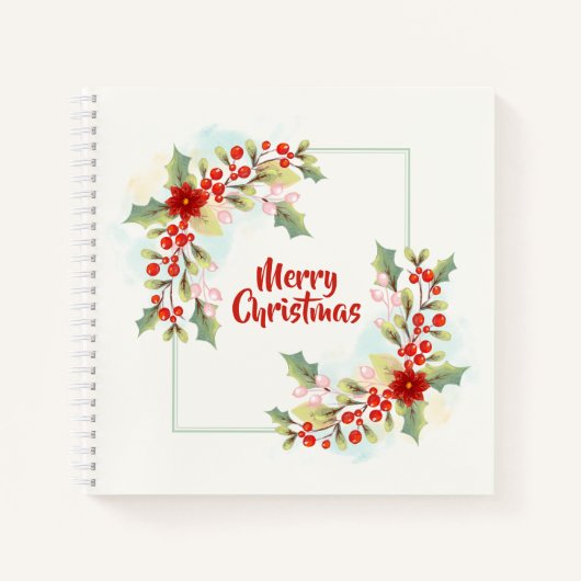 Elegant Floral Merry Kerstmis | Laptop Notitieboek (Voorkant)