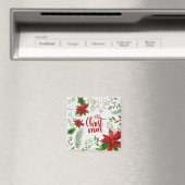 Elegant Floral Merry Kerstmis | Magneet (Insitu (Vaatwasser))