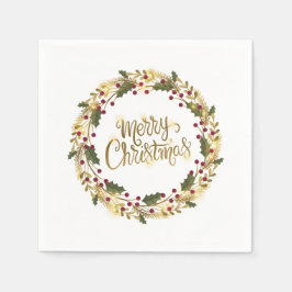 Elegant Floral Merry Kerstmis | Napkin Servet