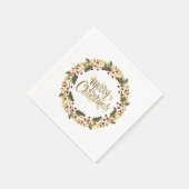 Elegant Floral Merry Kerstmis | Napkin Servet (Hoek)
