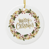 Elegant Floral Merry Kerstmis | ORNAMENT (Voorkant)