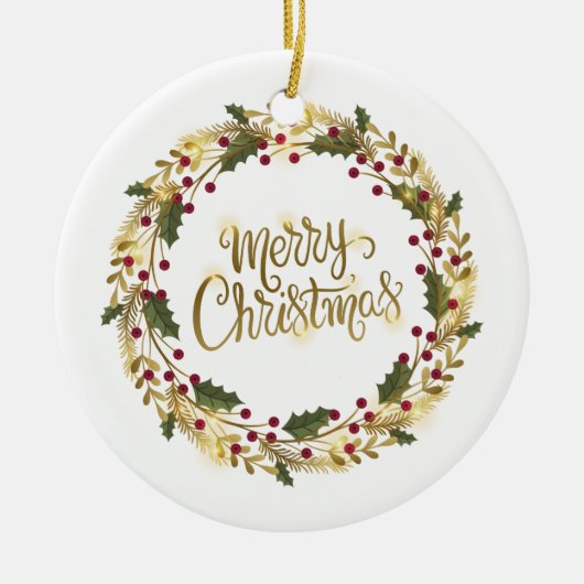 Elegant Floral Merry Kerstmis | ORNAMENT (Voorkant)