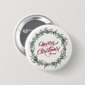Elegant Floral Merry Kerstmis | Pin-Button Ronde Button 5,7 Cm (Voorkant /achterkant)