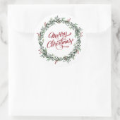 Elegant Floral Merry Kerstmis | Sticker (Tas)