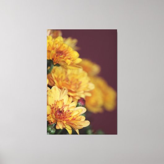 Elegant Floral met Bourgogne en goud Canvas Afdruk (Voorkant)