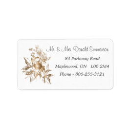 Elegant Floral Metallic Gold Return-adres Etiket