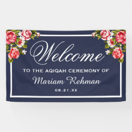 Elegant Floral Midnight Blue Baby Girl Aqiqah Spandoek