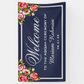 Elegant Floral Midnight Blue Baby Girl Aqiqah Spandoek (Verticaal)