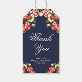 Elegant Floral Midnight Blue Dank u Cadeaulabel