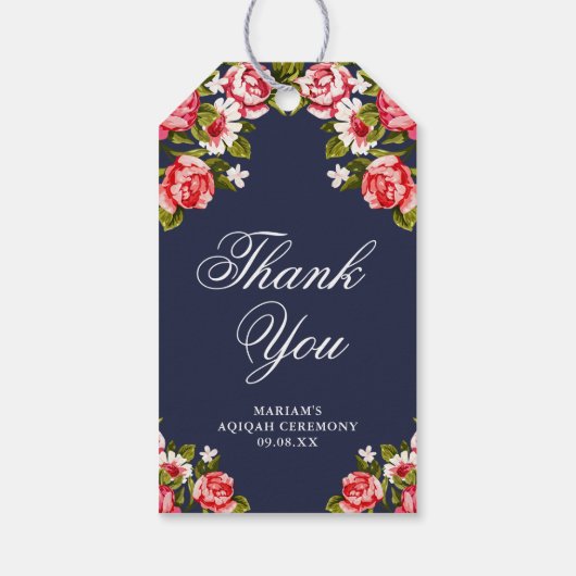 Elegant Floral Midnight Blue Dank u Cadeaulabel (Achterkant)