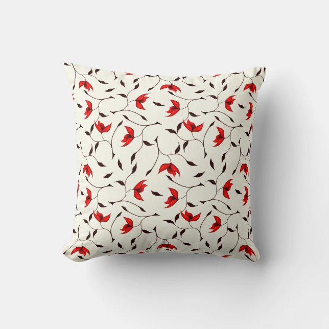 Elegant Floral Minimal Red White Kussen (Voorkant)