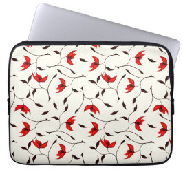Elegant Floral Minimal Red White Laptop Sleeve