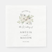 Elegant Floral Minimal White Paper Wedding Servet (Voorkant)