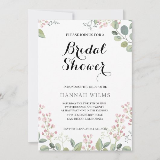 Elegant & Floral Minty Green Vrijgezellenfeest Kaart (Voorkant)