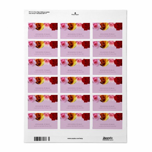 Elegant Floral Modern Design Rozen Kunstwerkadres Etiket (Full Sheet)