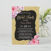 Elegant Floral Modern Gold Glitter Vrijgezellenfee Kaart (Staand voorkant)