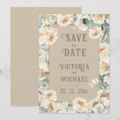 Elegant Floral Modern Wedding Save The Date (Voorkant / Achterkant)