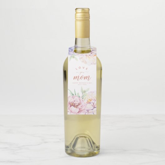 Elegant Floral Moederdag Bottle Hanger Label (Op fles)