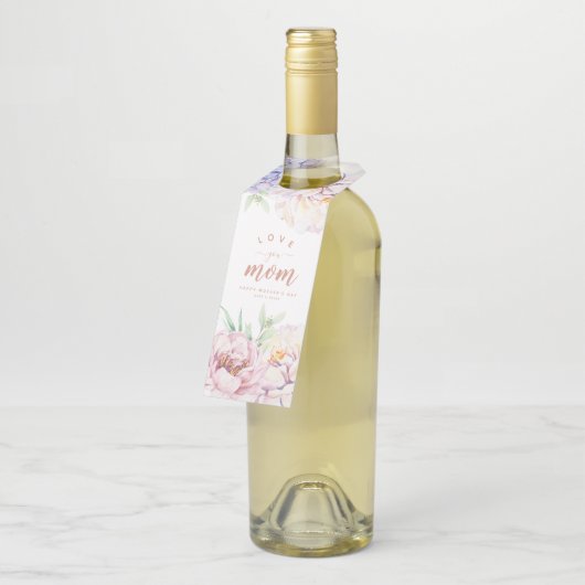 Elegant Floral Moederdag Bottle Hanger Label (Schuin)