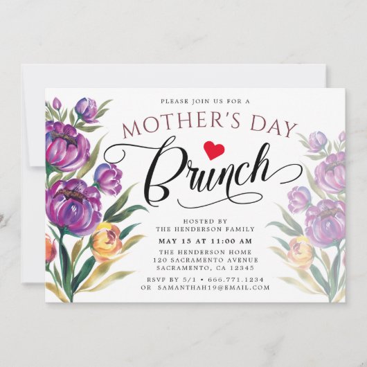 Elegant Floral  | Moederdag Brunch Kaart (Voorkant)