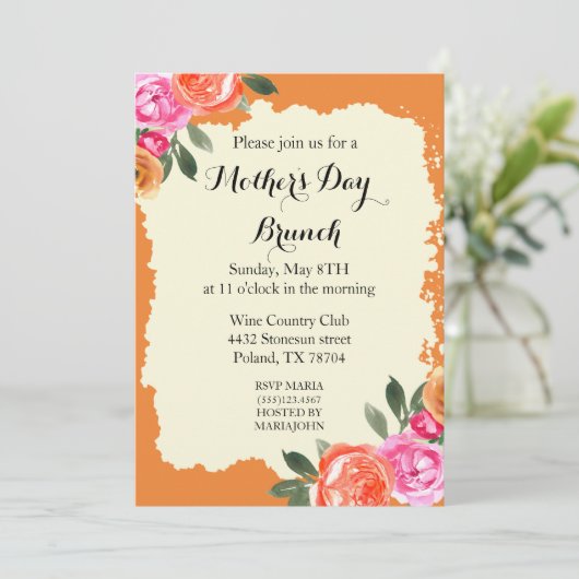 Elegant Floral Moederdag Brunch Uitnodiging (Staand voorkant)