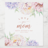 Elegant Floral Moederdag Personalized Wijn Etiket (Enkel label)