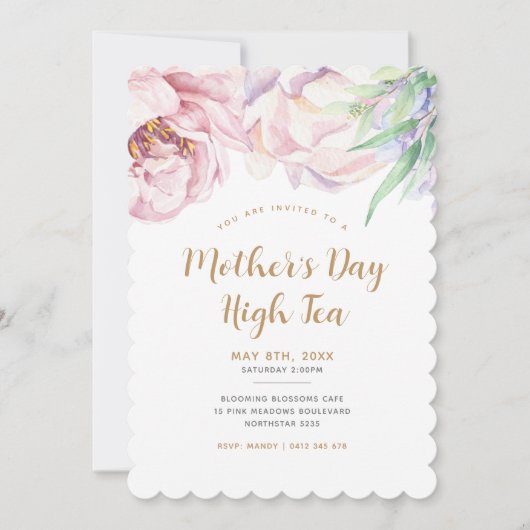 Elegant Floral Moederdag Uitnodiging (Voorkant)