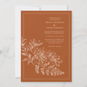 Elegant Floral Monochromatic Terra Cotta Wedding Kaart (Voorkant)