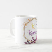 Elegant Floral Monogram Aangepaste naam Two-Tone C Koffiemok (Voorkant links)