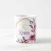 Elegant Floral Monogram Aangepaste naam Two-Tone C Koffiemok (Center)