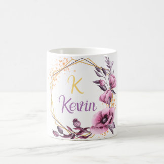 Elegant Floral Monogram Aangepaste naam Two-Tone C Koffiemok