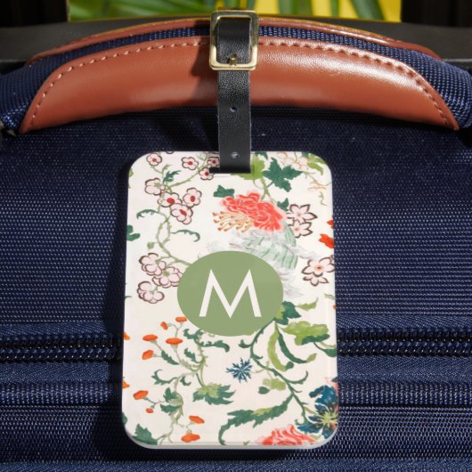 Elegant Floral Monogram Bagagelabel (Voorkant Insitu 2)