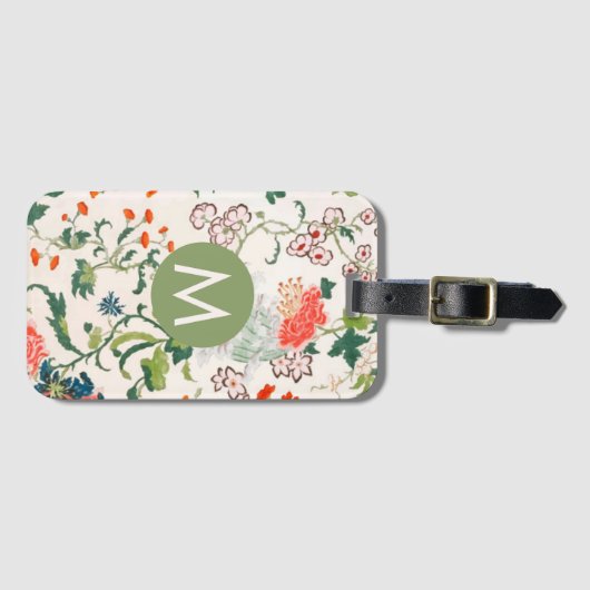 Elegant Floral Monogram Bagagelabel (Voorkant (horizontaal))