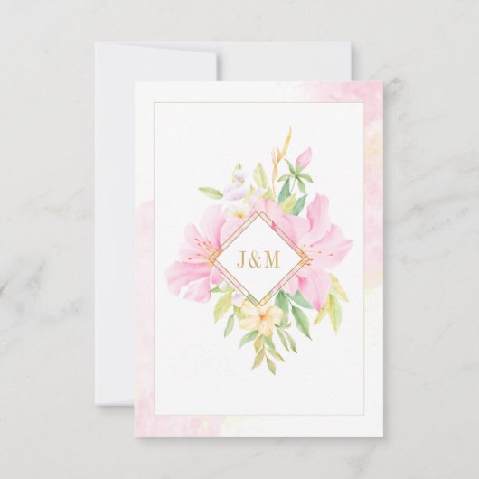 Elegant Floral Monogram Blush Pink Meal Choice RSVP Kaartje (Achterkant)