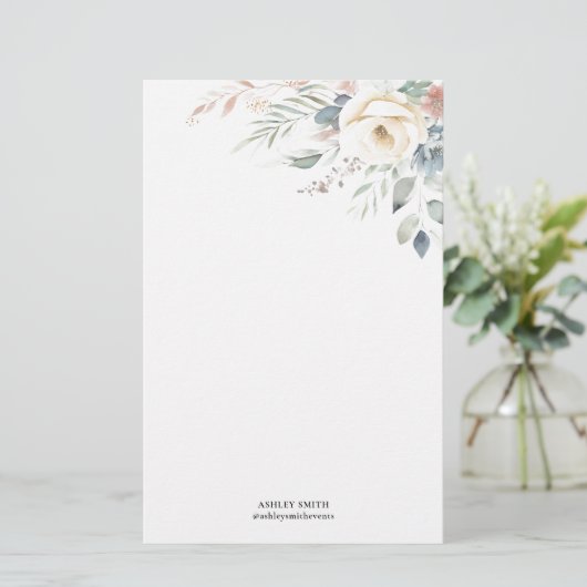 Elegant Floral Monogram briefpapier (Staand voorkant)