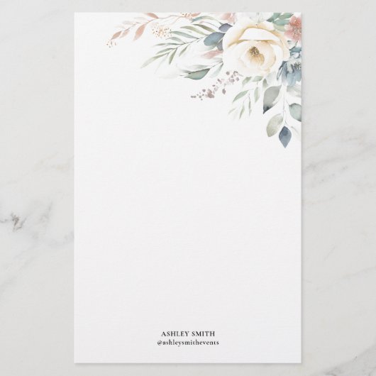 Elegant Floral Monogram briefpapier (Voorkant)